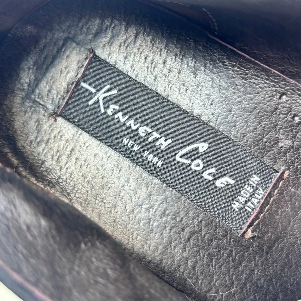 VTG Kenneth Cole Loafers Black Leather Slip On Square Toe ITALY Classic Sz 12